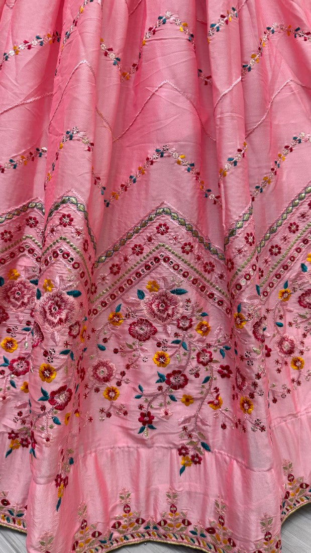 Eye catchy sober color range Embroidered Lehengacholi in Pink