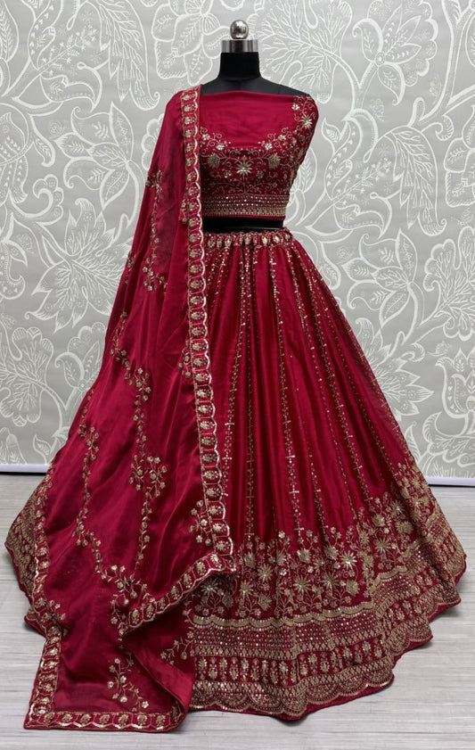 Stunning partywear In various embroidered combine Lehengacholi in Rani