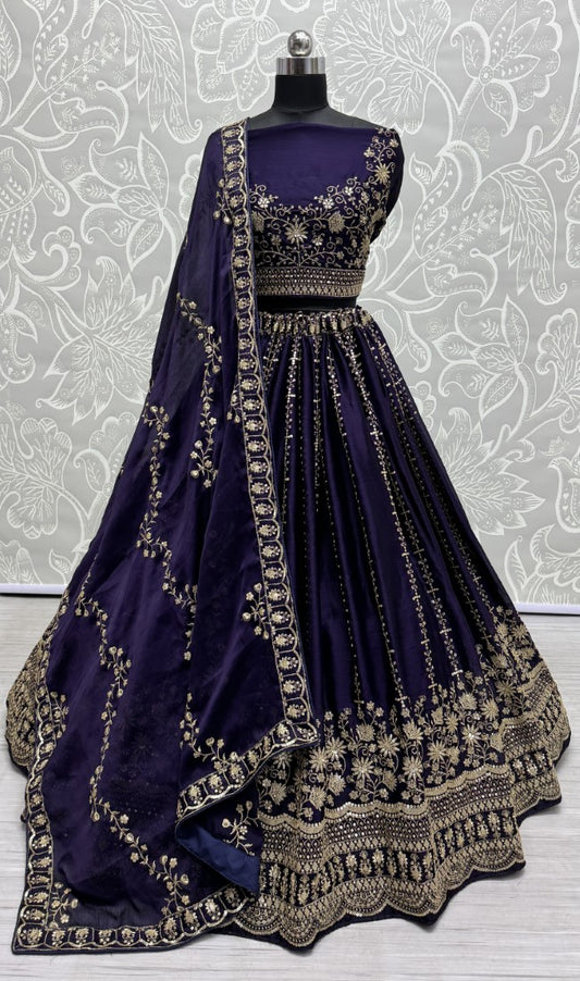 Stunning partywear In various embroidered combine Lehengacholi in Indigo