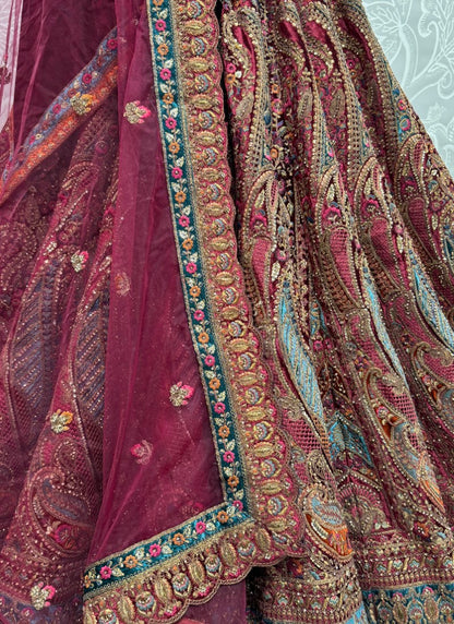 Excellent Detailed on Sach embroidered thread and sequins combine designer Lehengacholi in Marron Colour