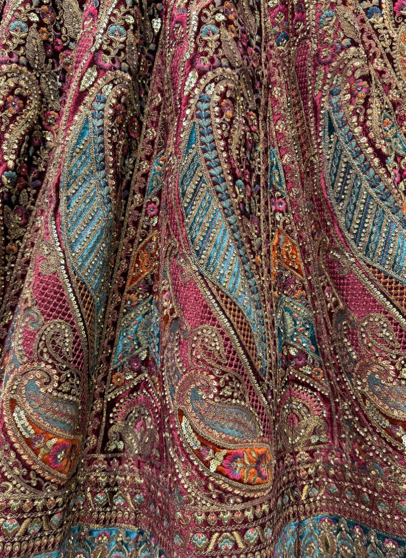 Excellent Detailed on Sach embroidered thread and sequins combine designer Lehengacholi in Marron Colour