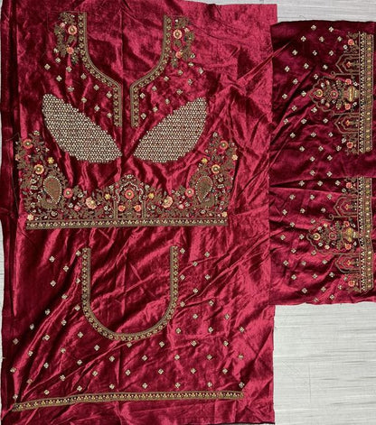 Attractive Matching Velvet Designed Embroiderys work Lehenga choli