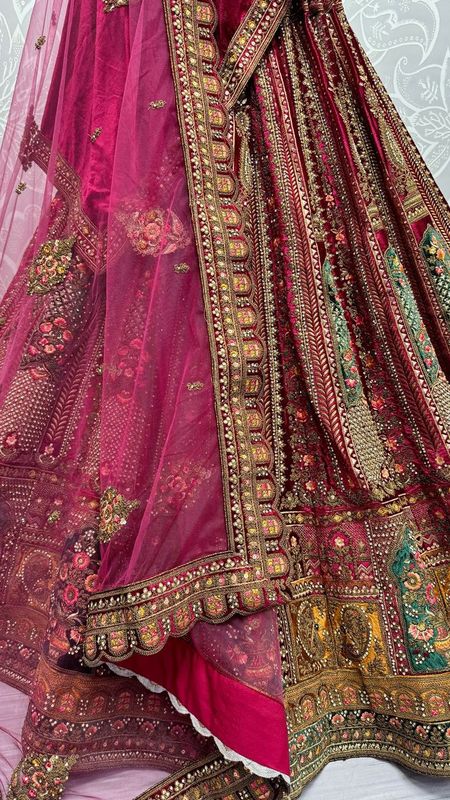 Attractive Matching Velvet Designed Embroiderys work Lehenga choli