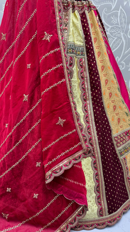 Royal Patchwork Bridal Silk Lehenga Choli with Hand Embroidery & Designer Dupatta