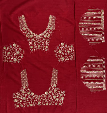 Ruby Red Silk Bridal Lehenga Choli with Peacock Embroidery & Designer Net Dupatta