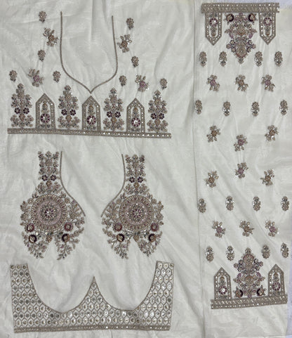Ivory Bridal Net Lehenga Choli with Fancy Chapat Zari, Multi Thread Embroidery & Zircon Diamond Work
