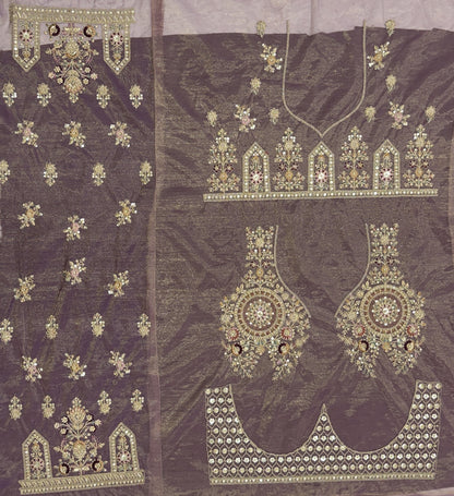 Royal Mauve Bridal Net Lehenga Choli with Fancy Chapat Zari, Multi Thread Embroidery & Zircon Diamond Work