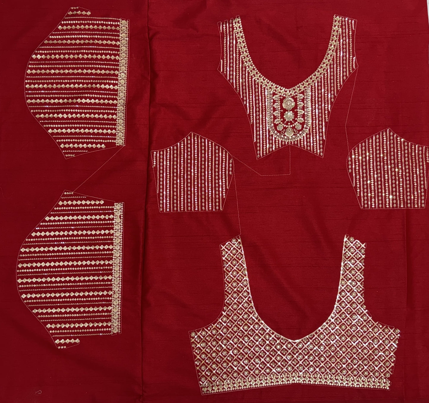 Maroon Slub Silk Bridal Lehenga Choli with Crystal Pipe Handwork, Motif Embroidery & Net Dupatta