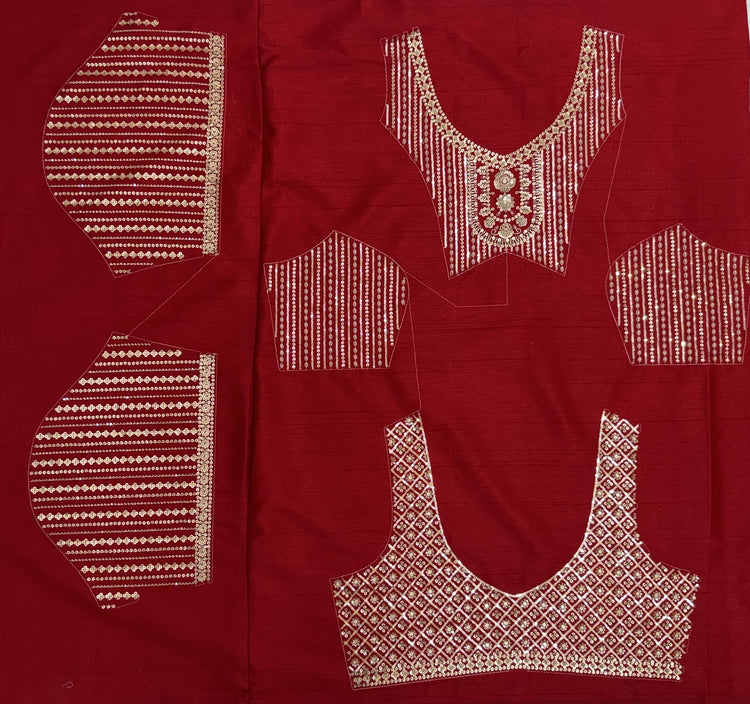 Maroon Slub Silk Bridal Lehenga Choli with Crystal Pipe Handwork, Motif Embroidery & Net Dupatta