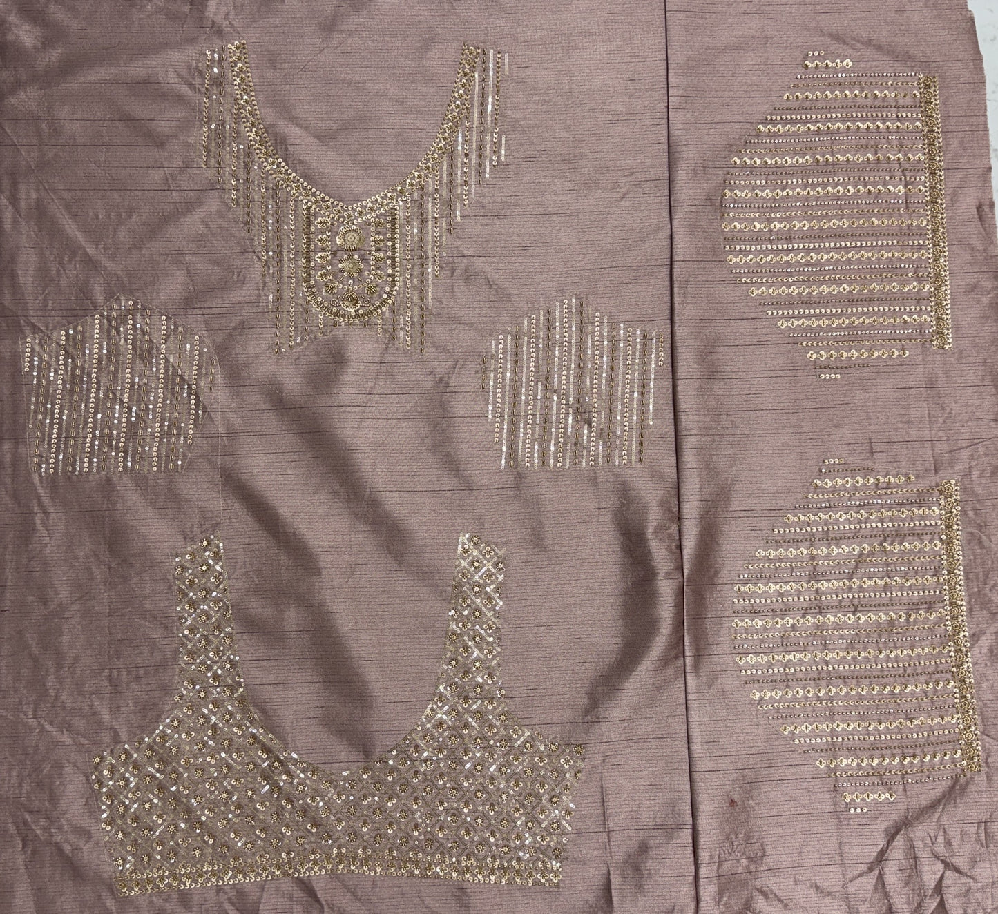 Dusty Mauve Slub Silk Bridal Lehenga Choli with Crystal Pipe Handwork & Designer Net Dupatta
