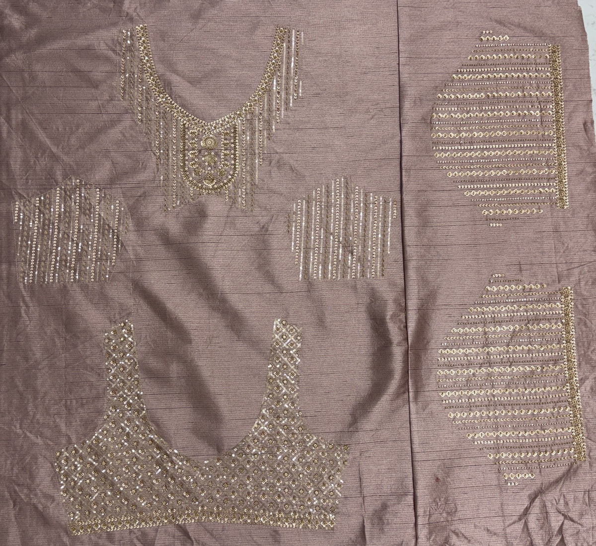 Dusty Mauve Slub Silk Bridal Lehenga Choli with Crystal Pipe Handwork & Designer Net Dupatta