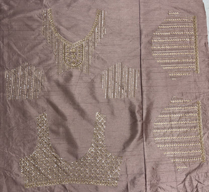 Dusty Mauve Slub Silk Bridal Lehenga Choli with Crystal Pipe Handwork & Designer Net Dupatta