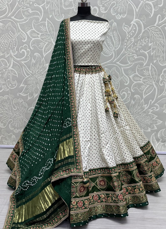 Indian Authentic Bandhej dupatta Traditional Partywear Lehengacholi