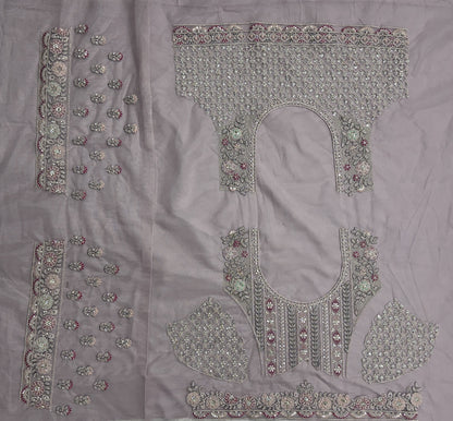 Luxury Dusty Lavender Bridal Net Embroidered Lehenga Choli with Designer Dupatta