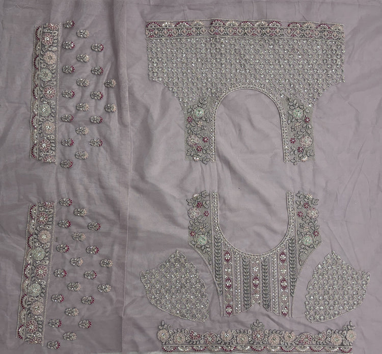 Luxury Dusty Lavender Bridal Net Embroidered Lehenga Choli with Designer Dupatta