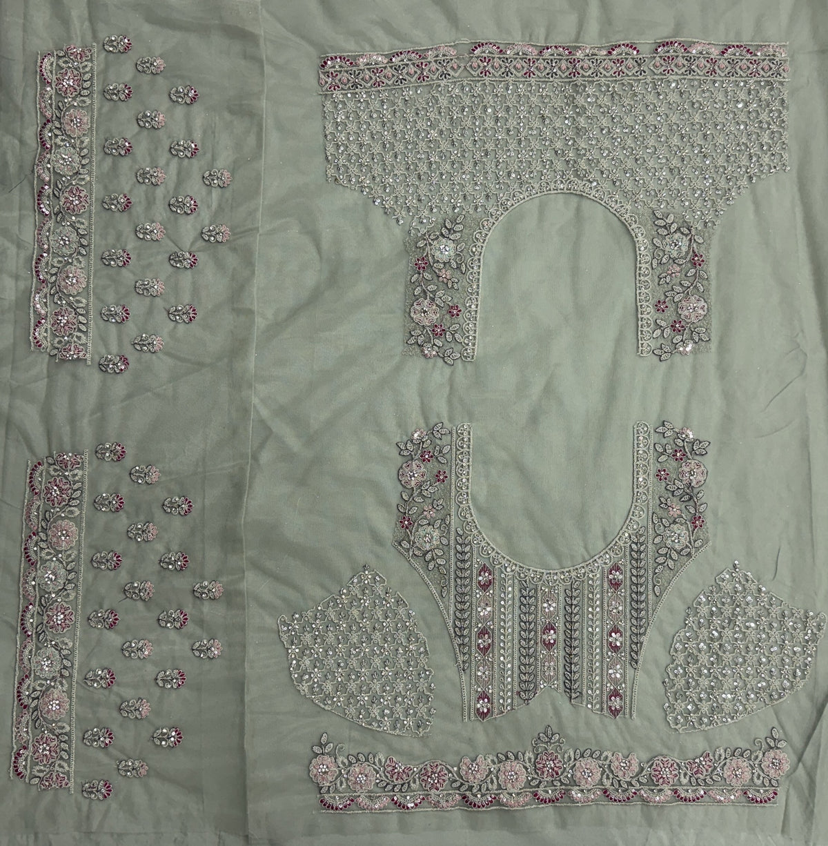 Sage Green Luxury Bridal Lehenga Choli with Heavy Embroidery & Designer Dupatta