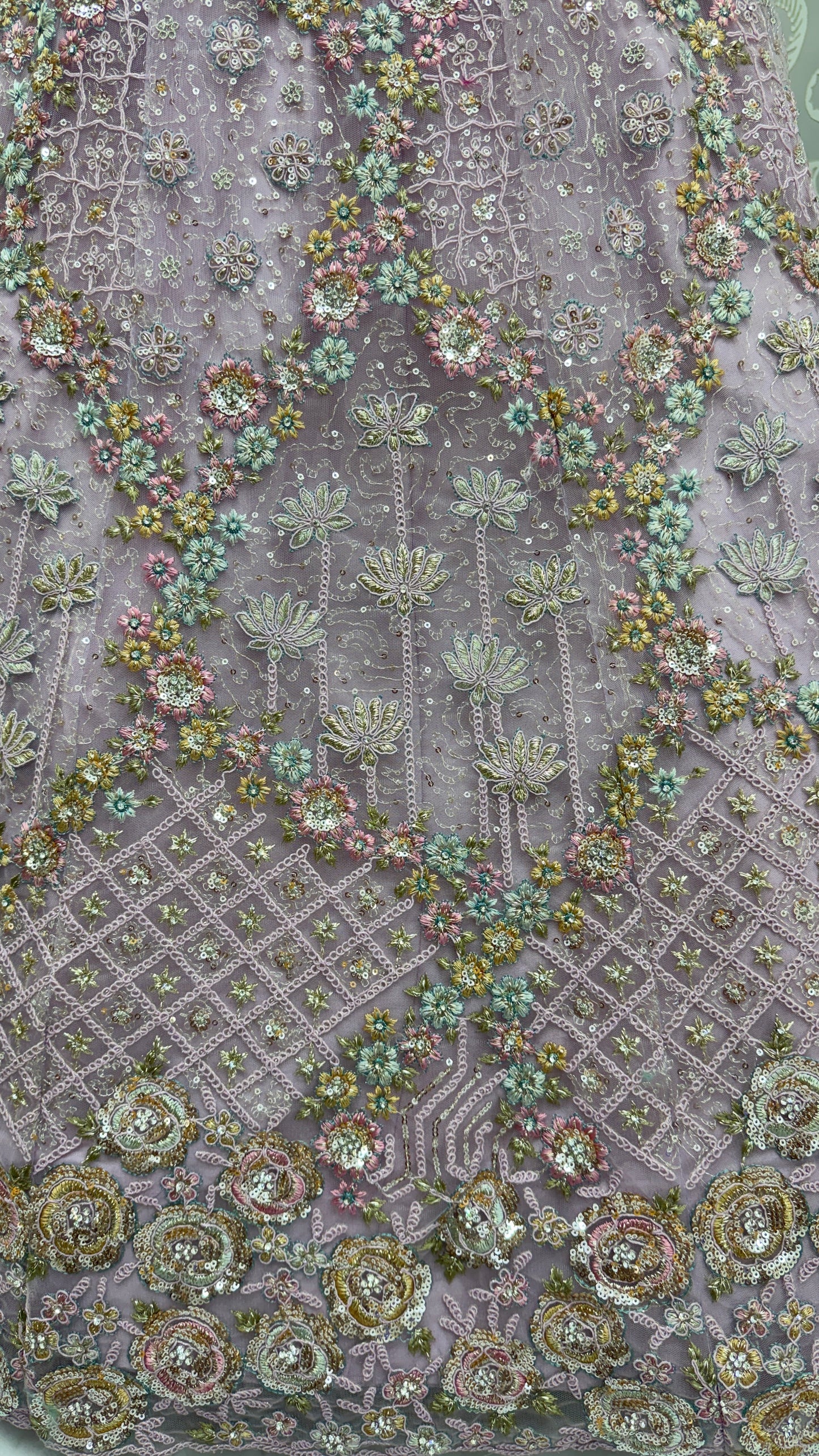 Luxury Lavender Double Net Embroidered Bridal Lehenga Choli with Designer Blouse & Soft Net Dupatta