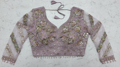 Luxury Lavender Double Net Embroidered Bridal Lehenga Choli with Designer Blouse & Soft Net Dupatta