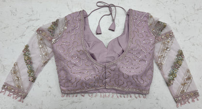 Luxury Lavender Double Net Embroidered Bridal Lehenga Choli with Designer Blouse & Soft Net Dupatta