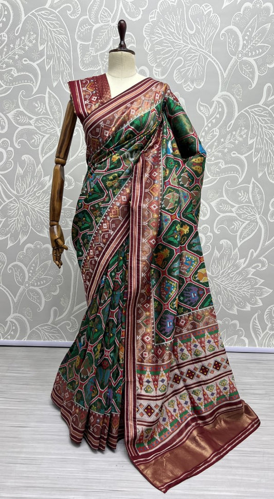 Utmost Elegance Designed Pure Patola Meena Silk Saree