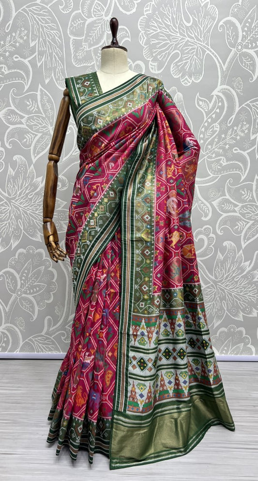 Utmost Elegance Designed Pure Patola Meena Silk Saree Pink