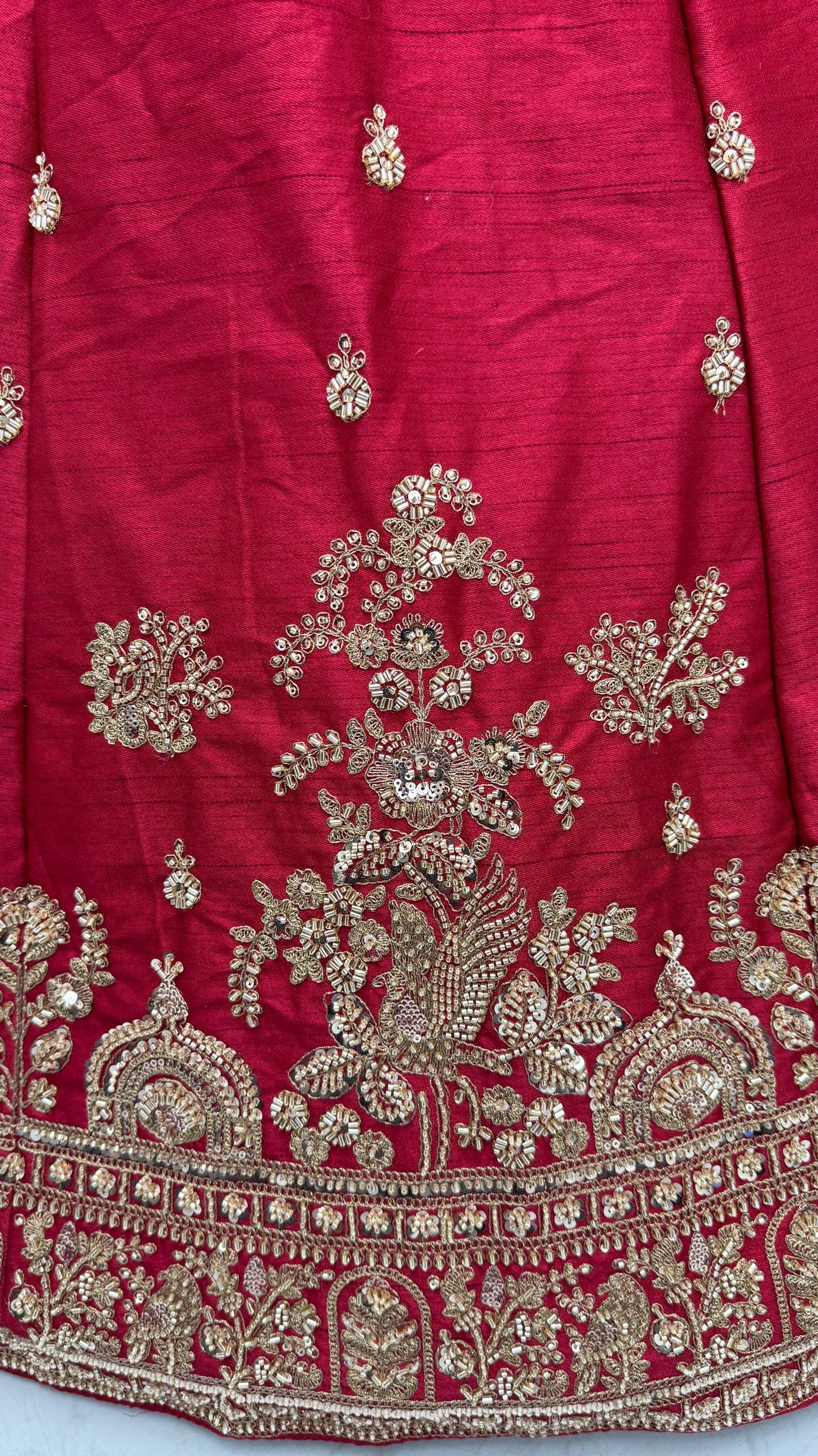 Royal Wine Red Gadhwal Silk Bridal Lehenga Choli with Zari Embroidery & Designer Net Dupatta