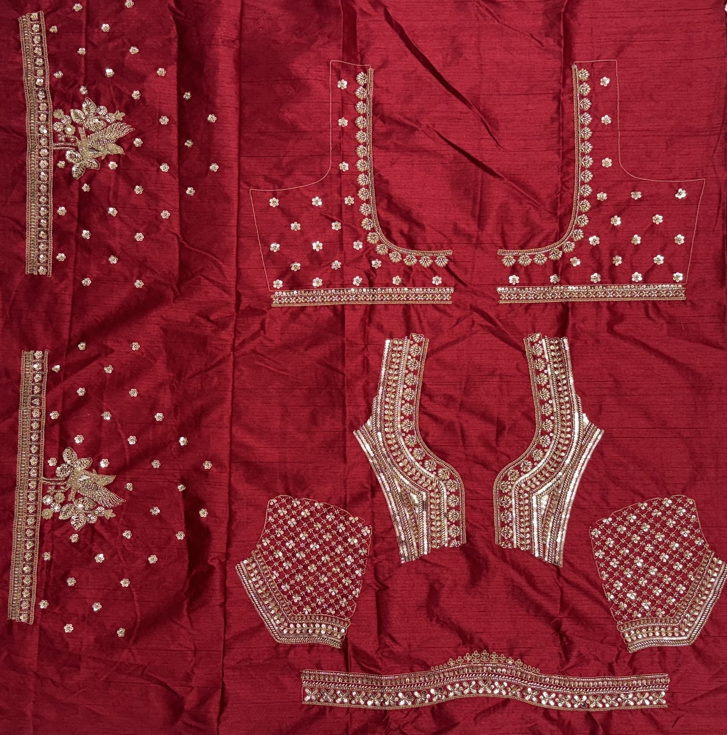 Royal Wine Red Gadhwal Silk Bridal Lehenga Choli with Zari Embroidery & Designer Net Dupatta