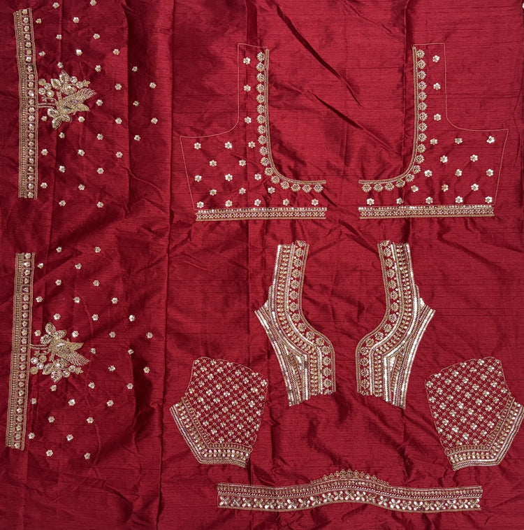 Royal Wine Red Gadhwal Silk Bridal Lehenga Choli with Zari Embroidery & Designer Net Dupatta