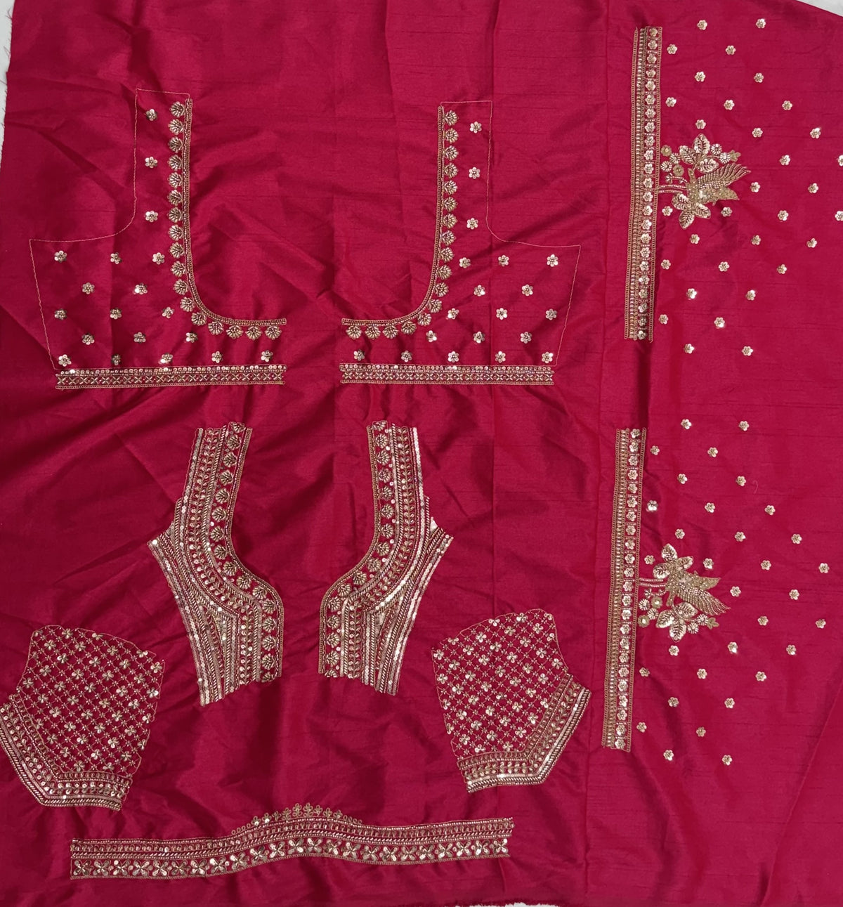 Royal Hot Pink Gadhwal Silk Bridal Lehenga Choli with Zari Embroidery, Bead Work & Net Dupatta