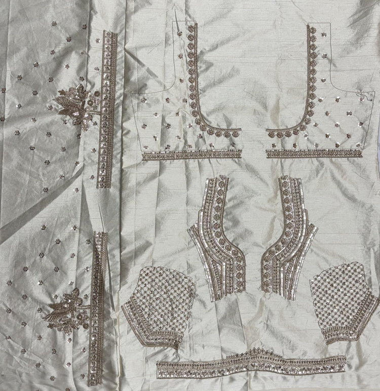 Ivory White Gadhwal Silk Bridal Lehenga Choli with Zari Embroidery, Bead Work & Designer Net Dupatta