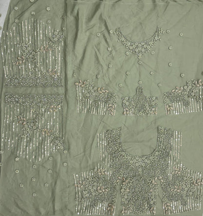 Sage Green Luxury Bridal Lehenga Choli with Sequins, Zari & Zircon Diamond Embroidery
