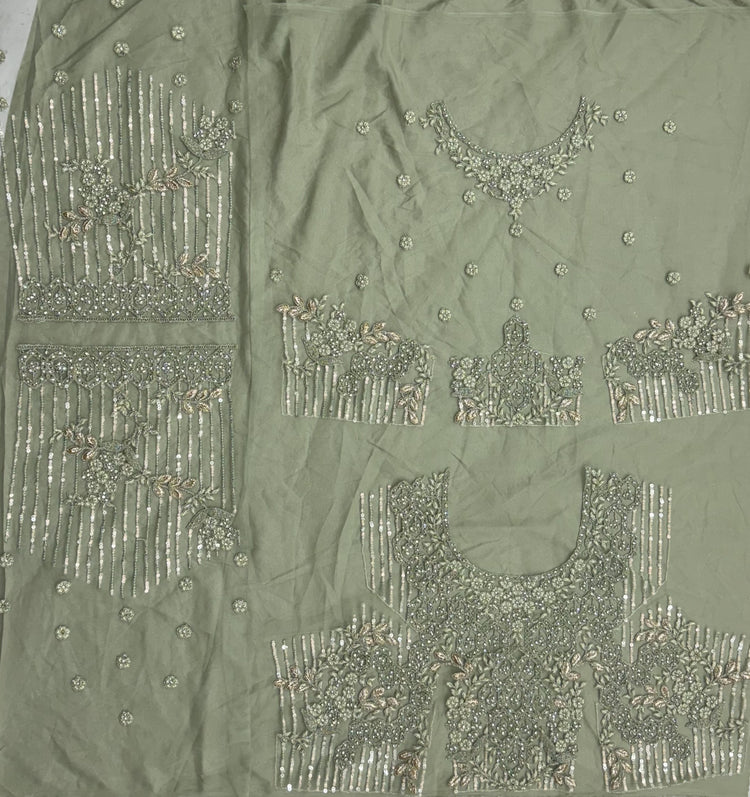 Sage Green Luxury Bridal Lehenga Choli with Sequins, Zari & Zircon Diamond Embroidery
