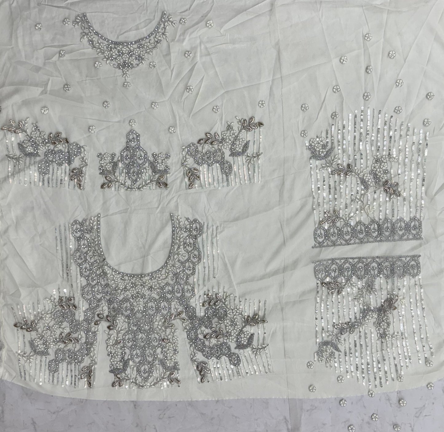 Ivory White Luxury Bridal Lehenga Choli with Zircon Diamond & Sequins Embroidery