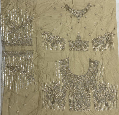 Champagne Gold Luxury Bridal Lehenga Choli with Zircon Diamond & Sequins Work