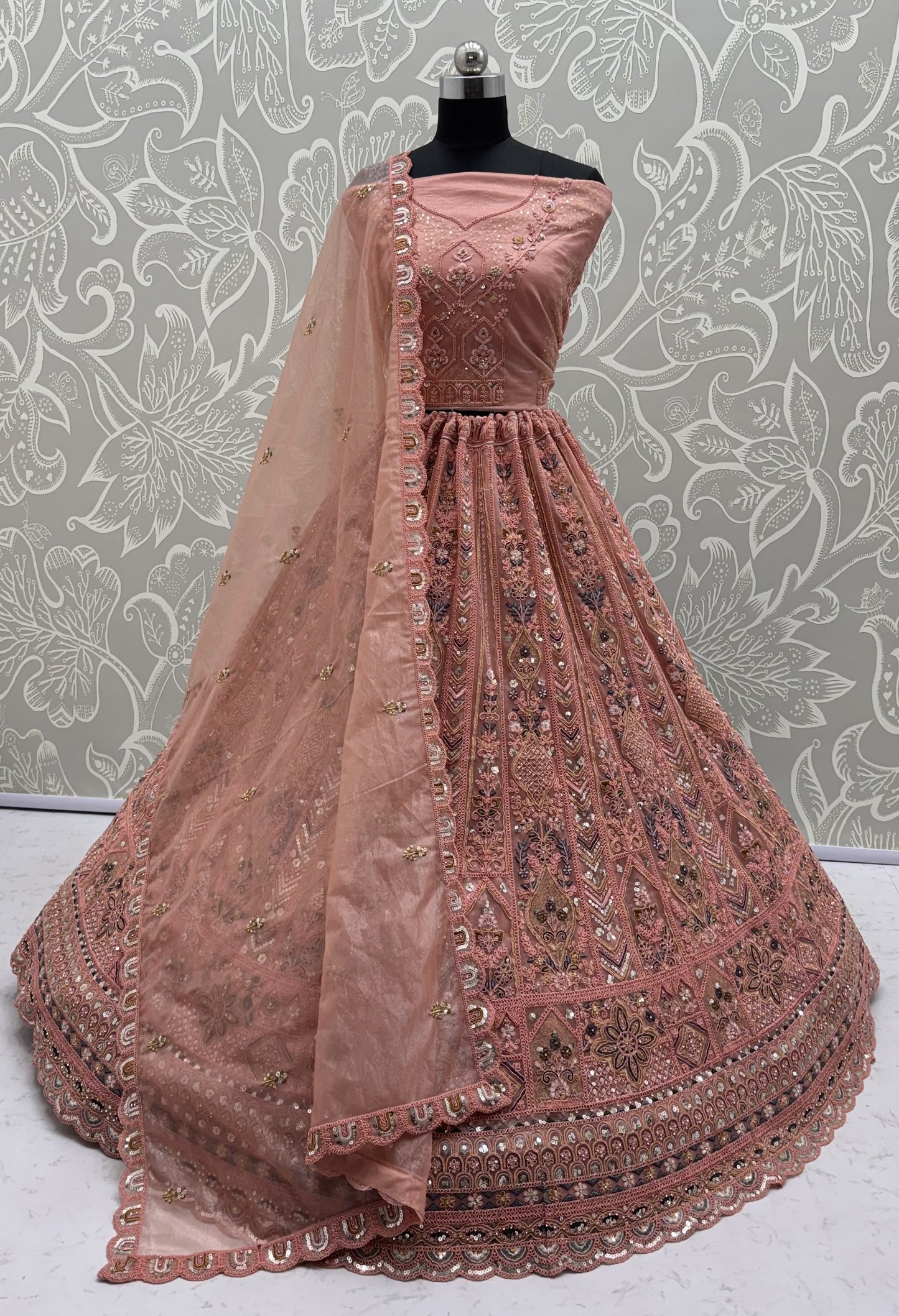 Elegant Blush Pink Bridal Lehenga Choli