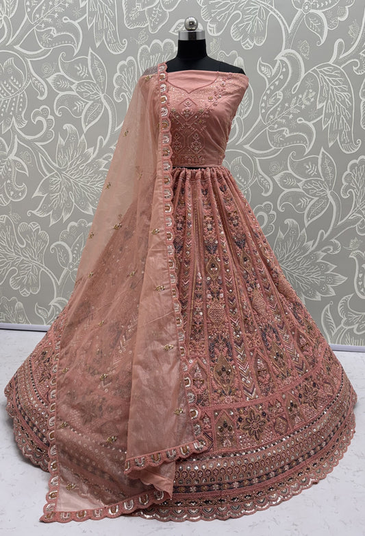 Elegant Blush Pink Bridal Lehenga Choli