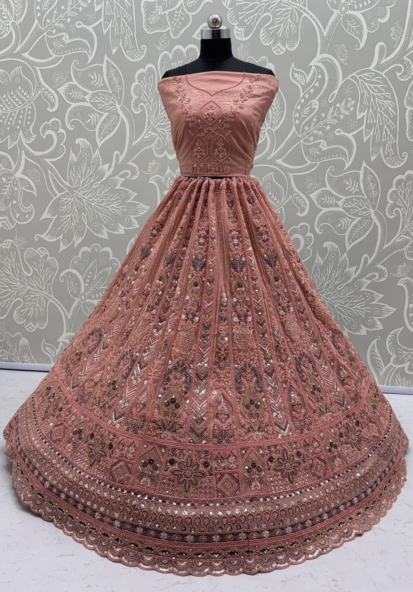 Elegant Blush Pink Bridal Lehenga Choli