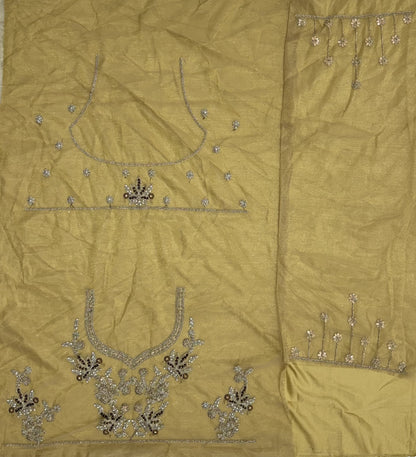 Champagne Gold Bridal Net Lehenga Choli with Dori, Zari, Dabka & Zircon Diamond Work