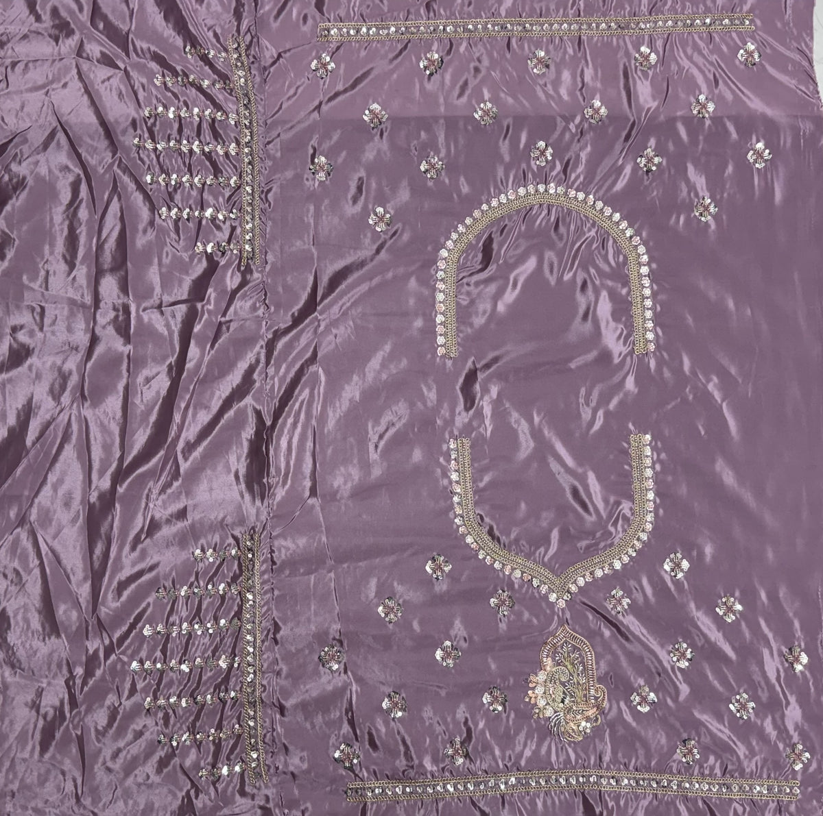 Lavender Cadbury Silk Scalloped Lehenga Choli with Sequins & Boota Work