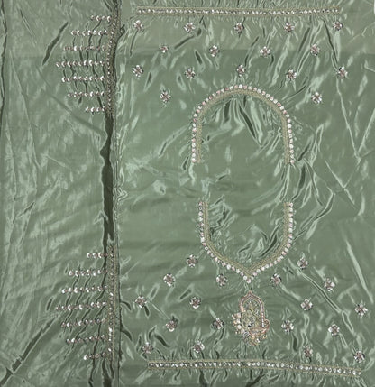 Sage Green Hand Embroidered Silk Lehenga Choli with Sequin Work & Dupatta | Wedding, Engagement & Reception Wear