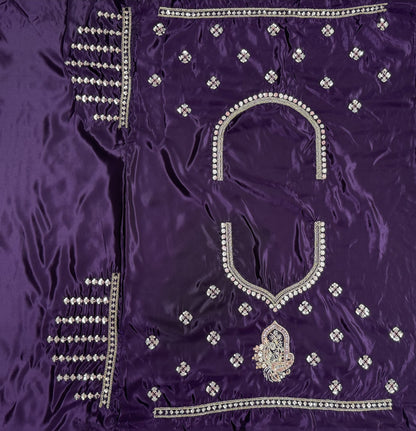 Royal Purple Cadbury Silk Lehenga Choli with Intricate Boota Embroidery & Scalloped Border