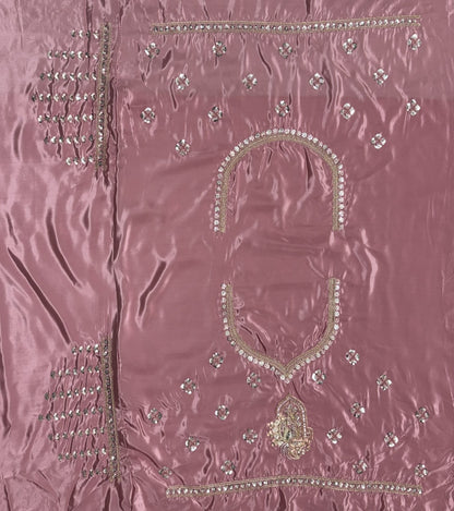 Dusty Rose Pink Cadbury Silk Lehenga Choli with Intricate Boota Embroidery & Scalloped Border