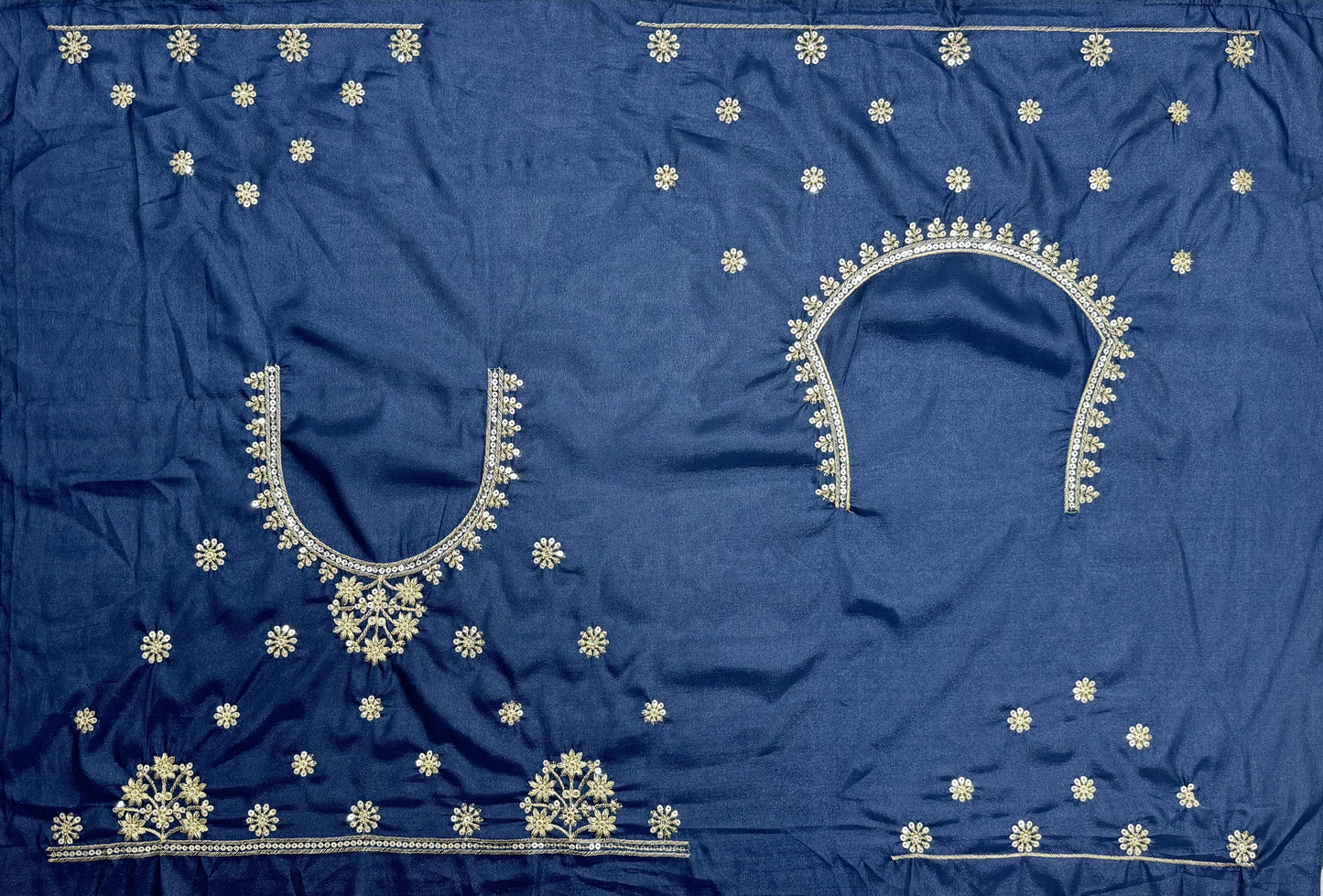 Royal Navy Blue Peacock Embroidered Silk Lehenga Choli with Soft Net Dupatta