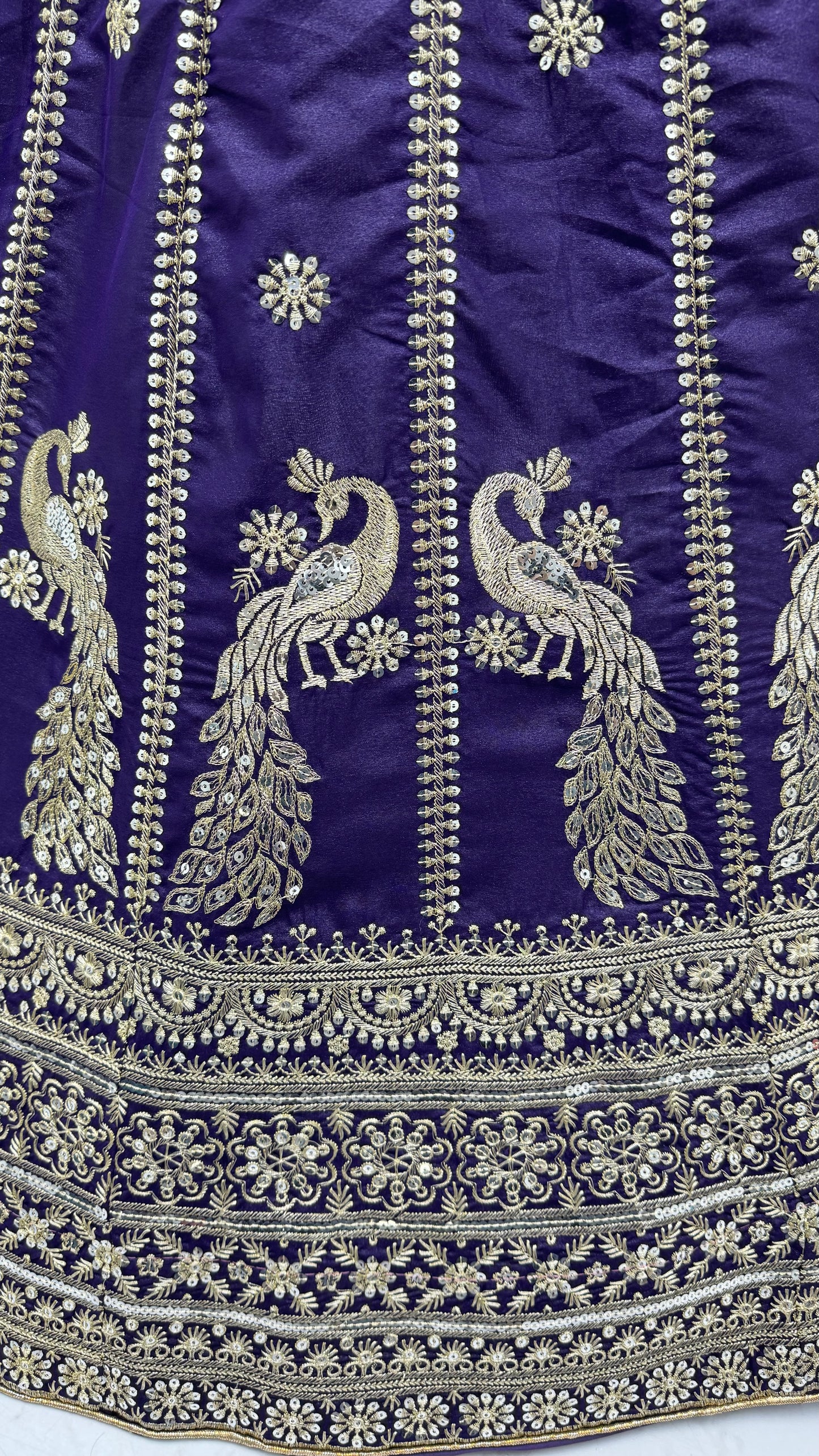 Royal Indigo Peacock Embroidered Silk Lehenga Choli with Soft Net Dupatta