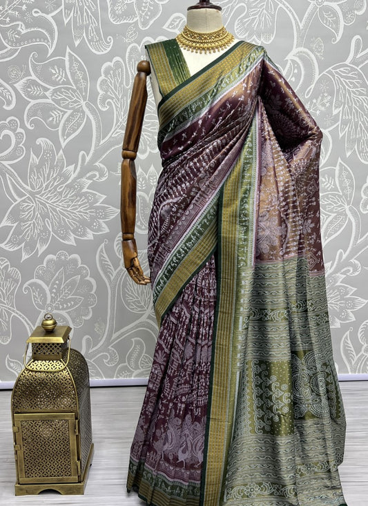 Pure base fabric handcrafted designer silk saree Purple