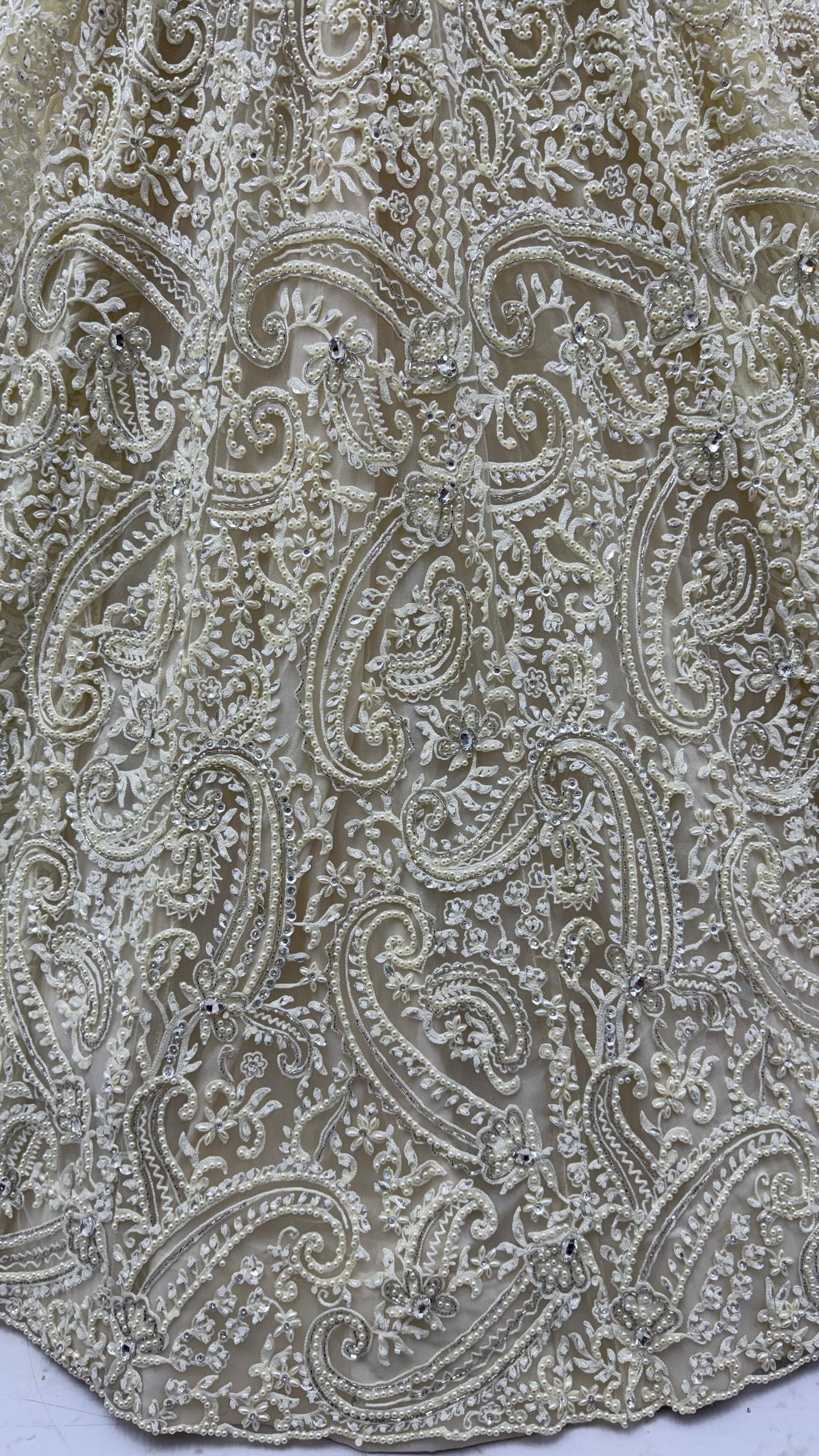 Seraphina Ivory Pearl & Sequin Embroidered Net Designer Lehenga Set