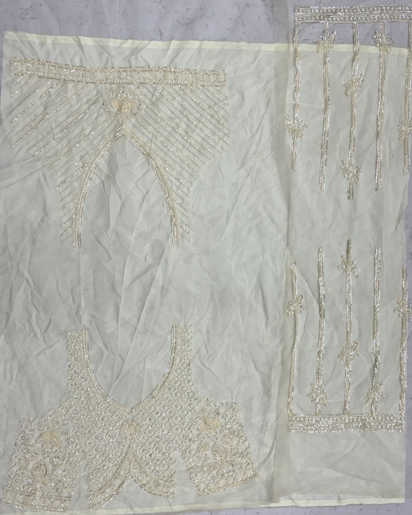 Ivory White Net Designer Lehenga Choli with Pearl & Sequins Embroidery