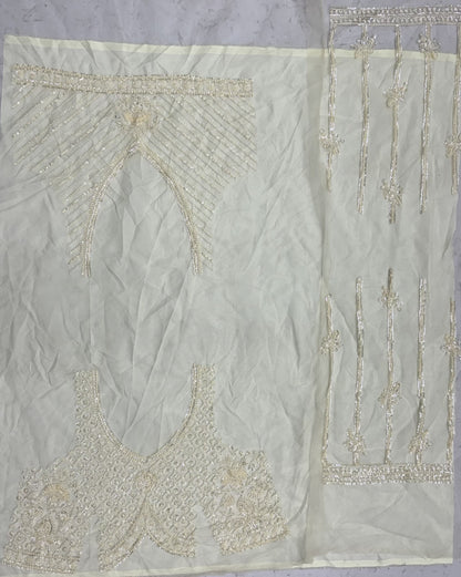 Ivory White Net Designer Lehenga Choli with Pearl & Sequins Embroidery