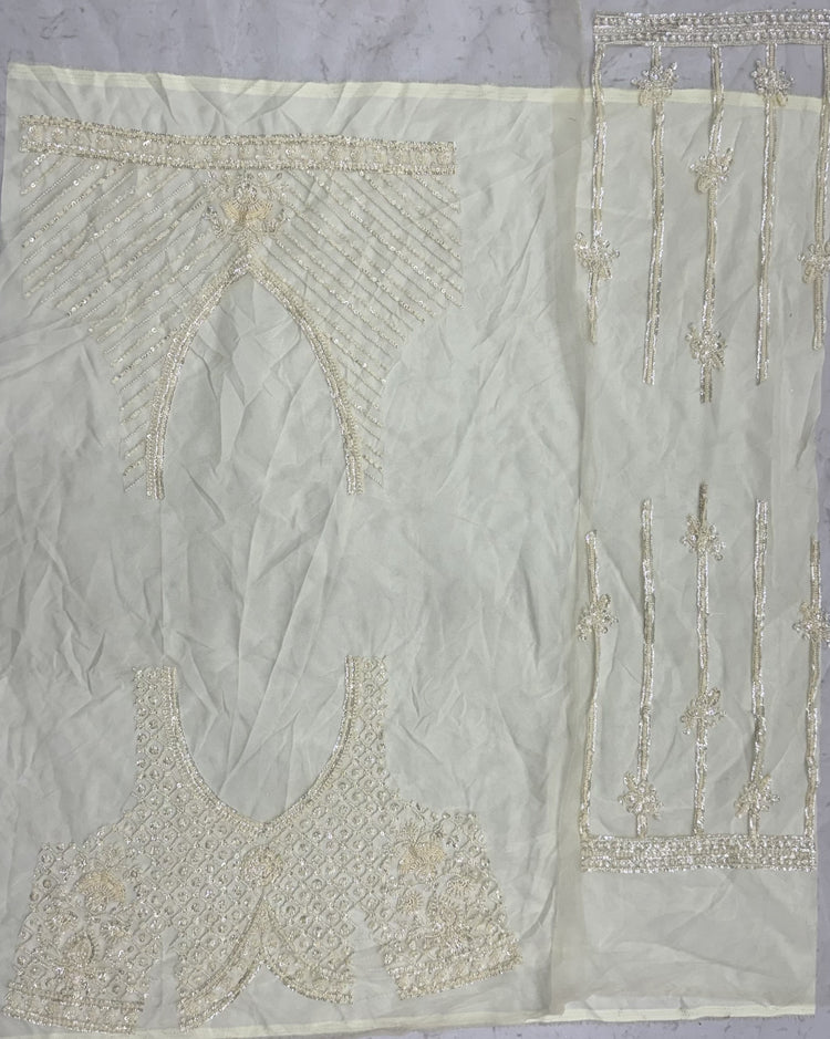 Ivory White Net Designer Lehenga Choli with Pearl & Sequins Embroidery