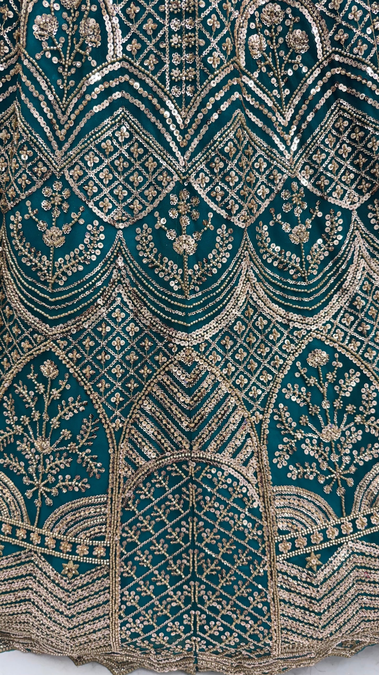 Teal Blue Sequins & Crystal Work Party Wear Lehenga Choli